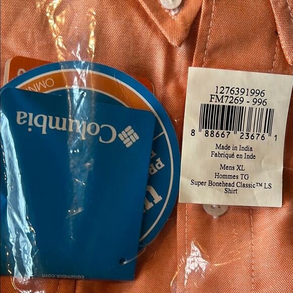 NWT Columbia Super Bonehead Long Sleeve Mend Orange Shirt - Size XL - Picture 3 of 5